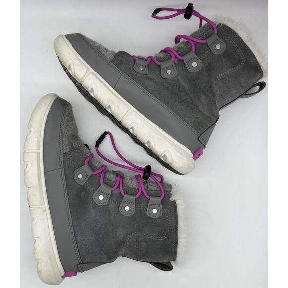 Sorel Kids Quarry Grey/Bright Lavender Explorer Lace WP Boot US 5 - Picture 7 of 13